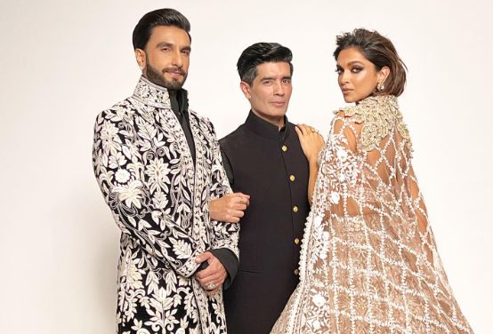 Manish Malhotra with Deepika Padukone and Ranveer Singh as the Show Toppers