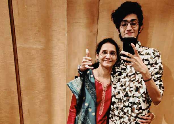 Sanjith Hegde with his mom