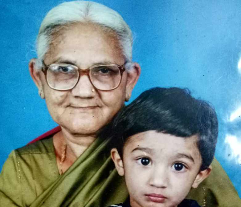 Childhood pic of Sanjith Hegde with his grandma