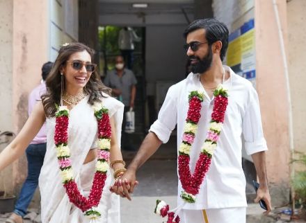 Srishti Ganguli Rindani with her husband