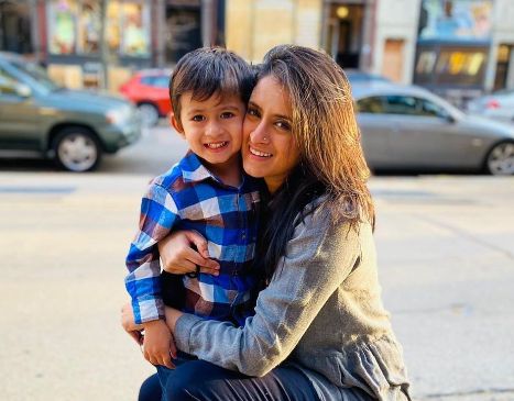 Mihika Varma with her son