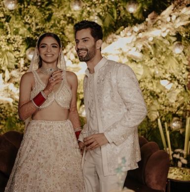 Sahil Uppal and his wife at their wedding reception